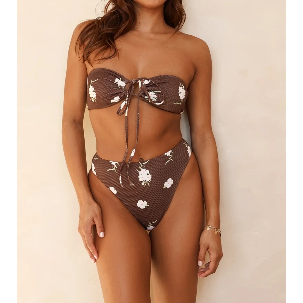 Dippin' Daisy's Brown Floral Bikini Top